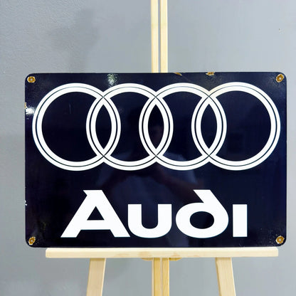 Rusted Audi Rings Heavy Metal Sign – Garage & Man Cave Decor