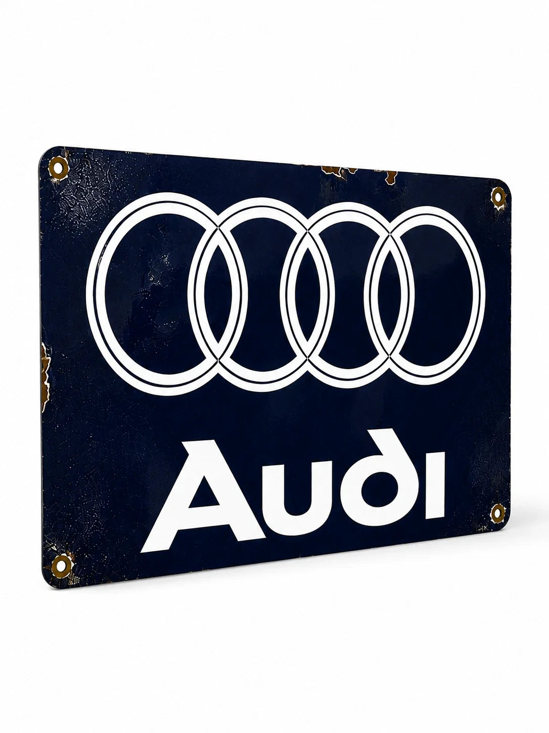 Rusted Audi Rings Heavy Metal Sign – Garage & Man Cave Decor