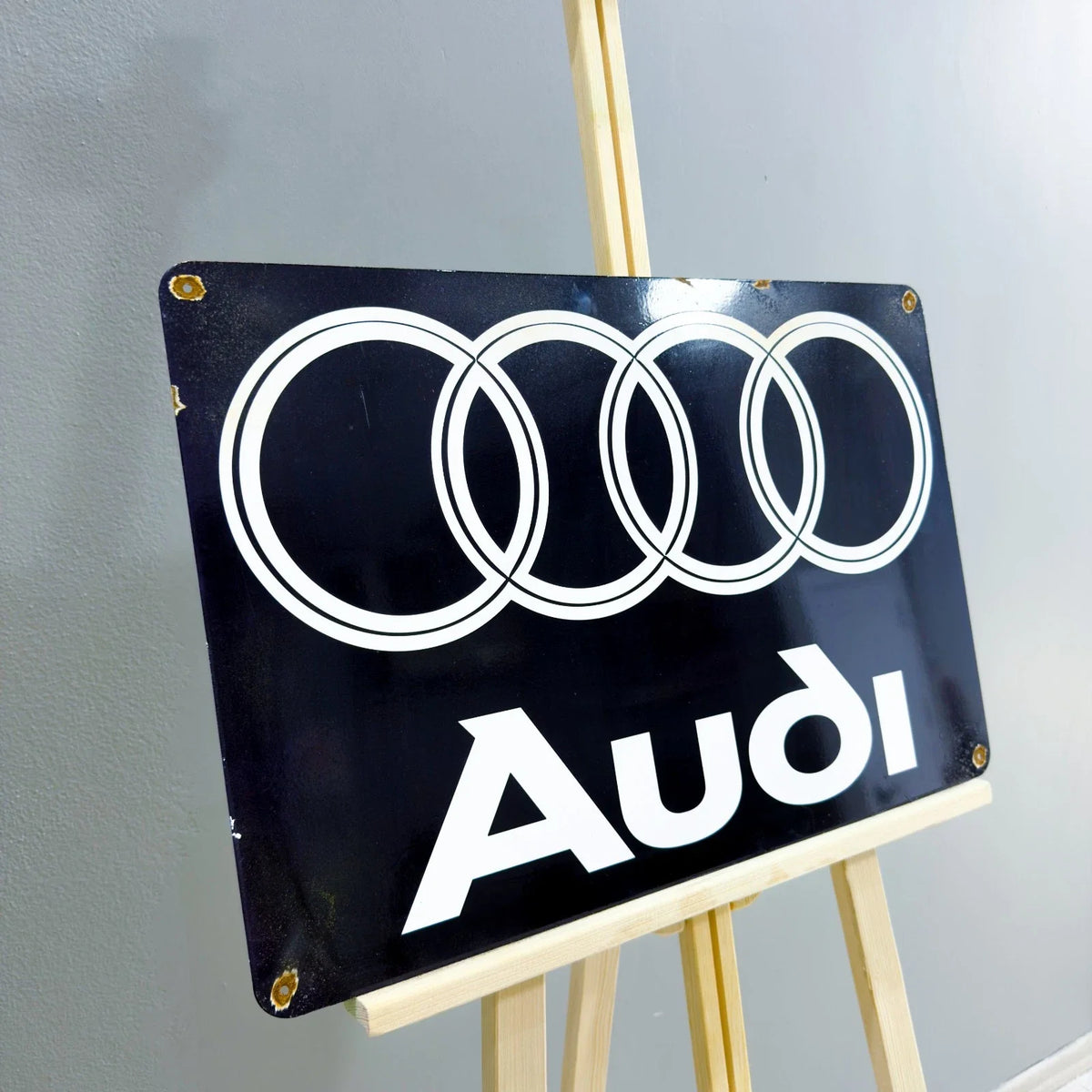 Rusted Audi Rings Heavy Metal Sign – Garage & Man Cave Decor