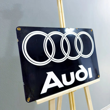 Rusted Audi Rings Heavy Metal Sign – Garage & Man Cave Decor