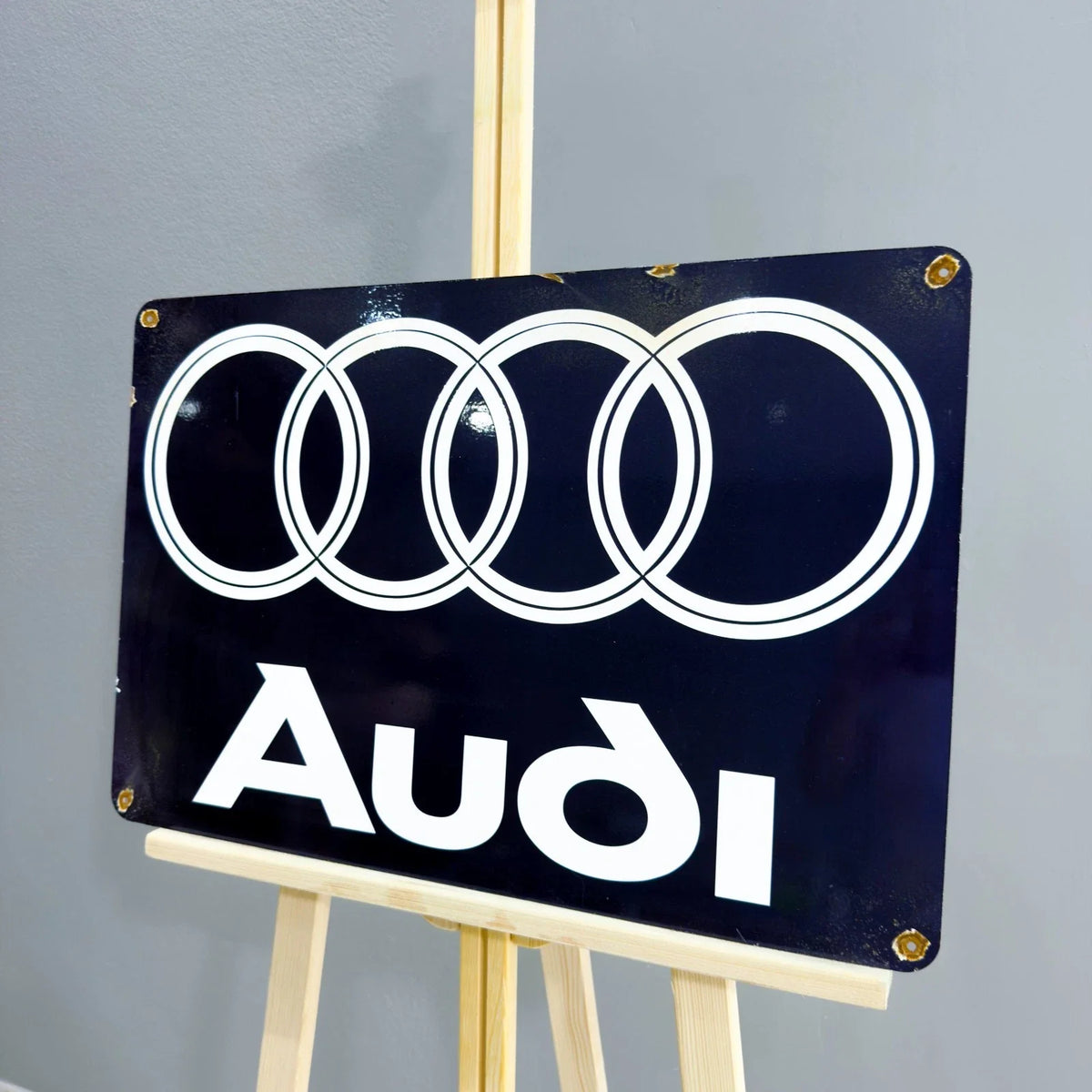 Rusted Audi Rings Heavy Metal Sign – Garage & Man Cave Decor