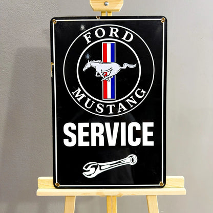 Rusted Ford Mustang Service Heavy Metal Sign – Garage & Man Cave Decor