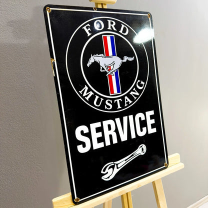 Rusted Ford Mustang Service Heavy Metal Sign – Garage & Man Cave Decor
