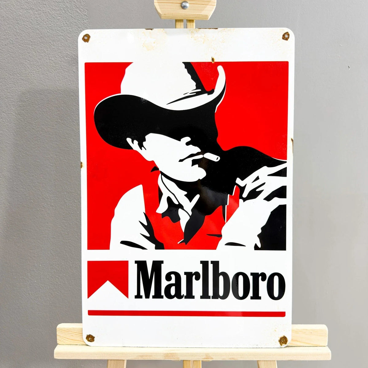 Rusted Marlboro Cowboy Heavy Metal Sign – Garage & Man Cave Decor