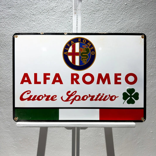 Rusty Alfa Romeo Cuore Sportivo Heavy Metal Sign – Garage & Man Cave Decor