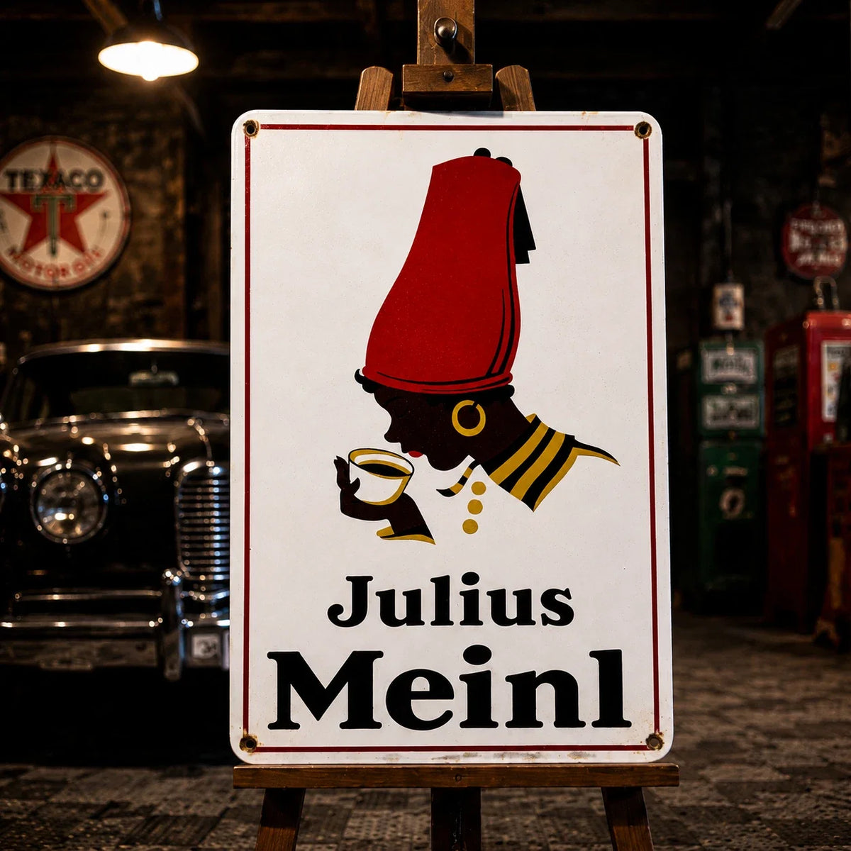 Rusty Julius Meinl Coffee Heavy Metal Sign – Garage & Man Cave Decor