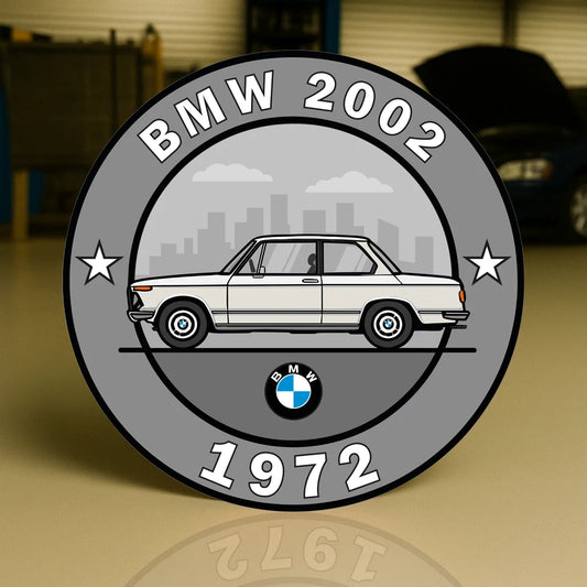 BMW 2002 The Birth of the Ultimate Driving Machine Heavy Metal Sign (1972) –  Garage & Man Cave Decor