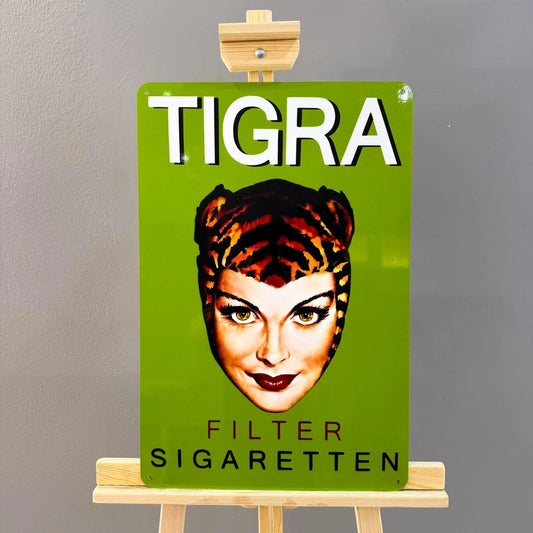 Tigra Filter Zigaretten - Cigarette Advertising Heavy Metal Sign – Garage & Man Cave Decor