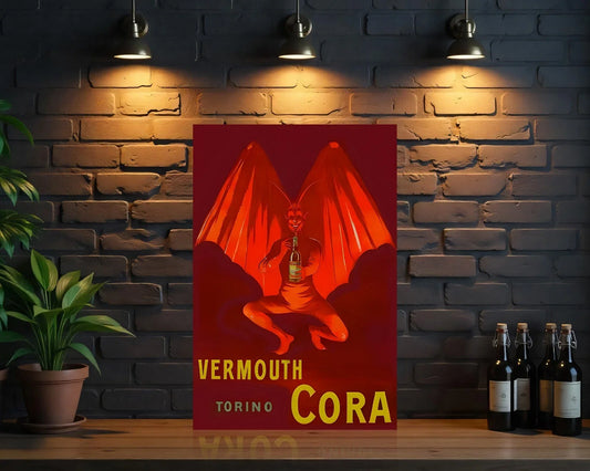 Vermouth Cora Red Devil & Bottle from Torino Heavy Metal Sign – Garage & Man Cave Decor