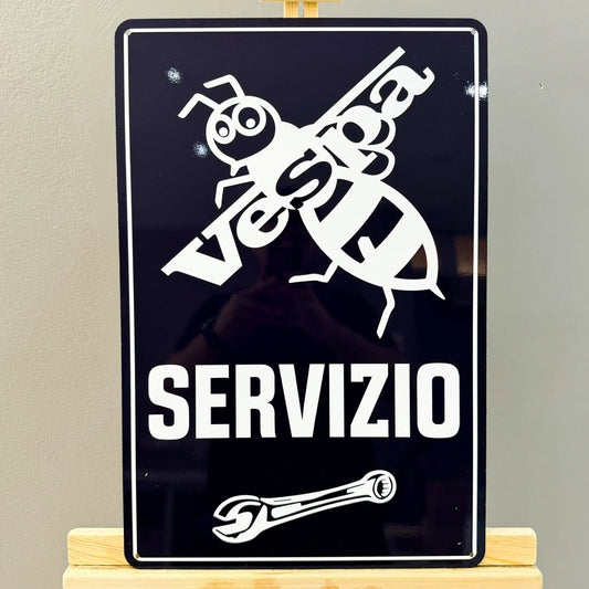 Vespa Servizio Heavy Metal Sign – Garage & Man Cave Decor