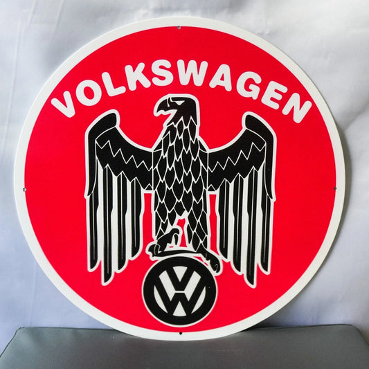 Volkswagen Eagle Emblem - German Automotive Round Heavy Metal Sign – Garage & Man Cave Decor