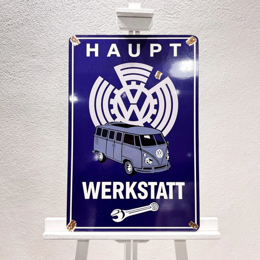 Volkswagen Haupt Werkstatt Rusted Service Heavy Metal Sign – Garage & Man Cave Decor