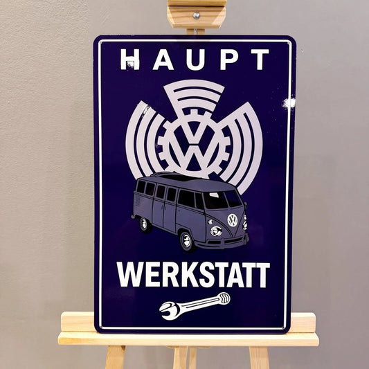 Volkswagen Haupt Werkstatt Service Heavy Metal Sign – Garage & Man Cave Decor