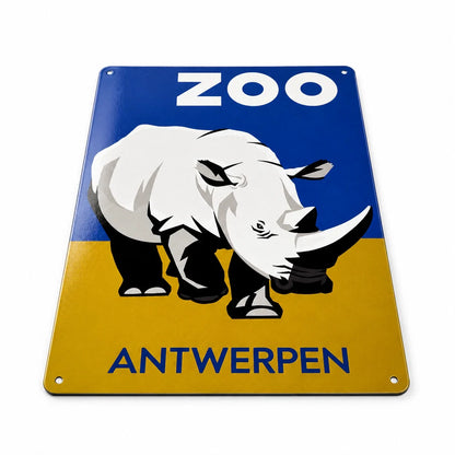 Zoo Antwerpen Rhino Heavy Metal Sign – Garage & Man Cave Decor